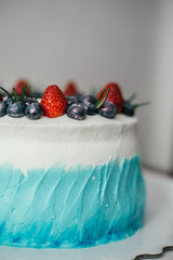 cake with berries and cream