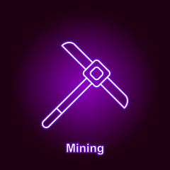 bitcoin mining outline icon in neon style. Element of cryptocurrency illustration icons. Signs and symbols can be used for web, logo, mobile app, UI, UX