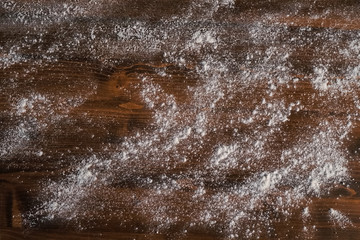 Flour on table, texture background flour scattered on the table.