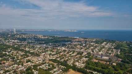Aerial Drone Staten Island Verrazano Bridge Brooklyn