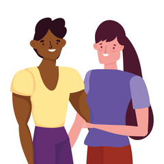 Couple of woman and man cartoon design