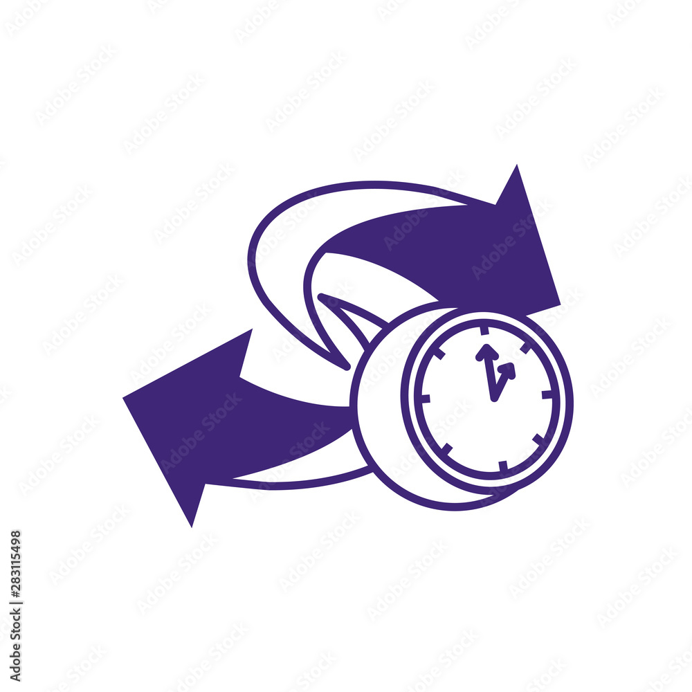 Poster time clock watch with arrows isolated icon