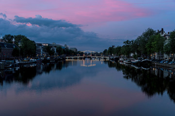 Fototapeta na wymiar Amsterdam Canal and Sunset