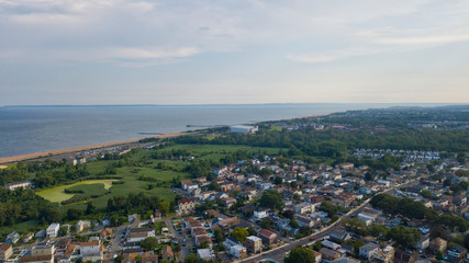 Aerial Drone Staten Island Verrazano Bridge Brooklyn