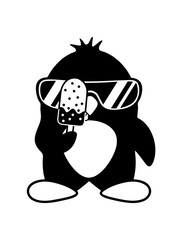 schlecken cool pinguin sonnenbrille eis am stiel eiscreme lecker hunger sommer essen eisdiele süß niedlich klein vogel comic cartoon clipart design