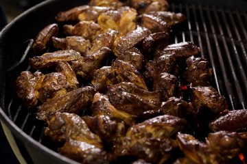 pieces of grilled chicken, flavored poultry meat