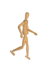 Wooden doll in running pose