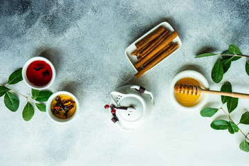 Tea concept on stone background