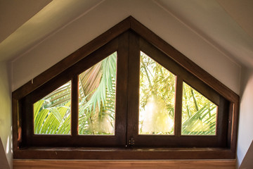 Fototapeta premium view of the window attic