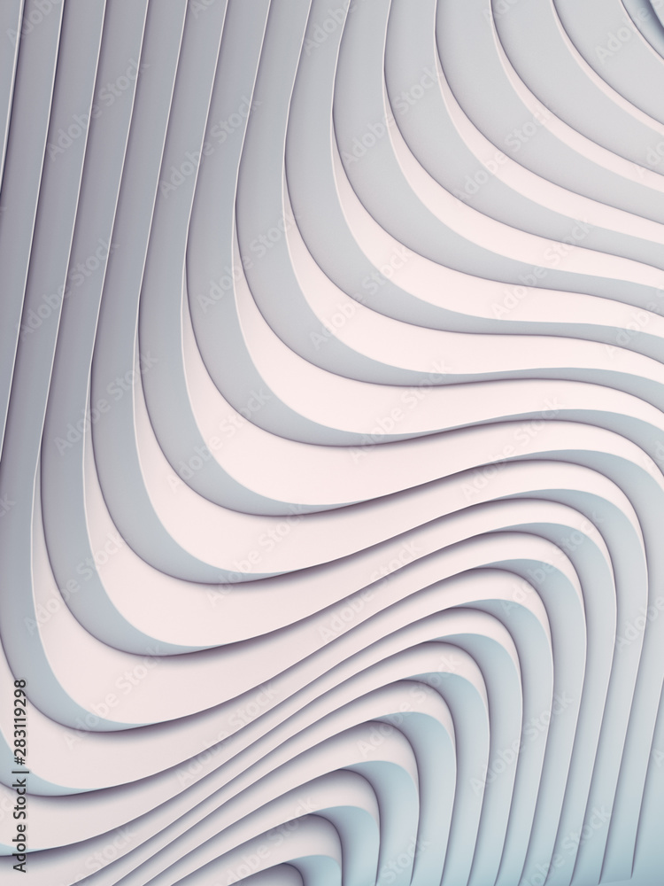 Poster Wave bend white abstract background surface. Digital illustration. 3d rendering