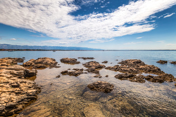 Fototapeta na wymiar View of sea from the Vir island in the Zadar County of Croatia, Europe.