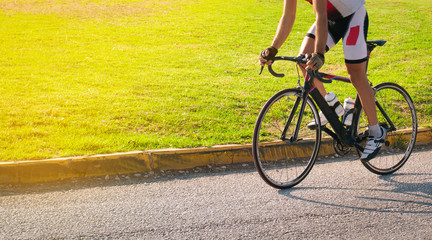 Cyclist training in summer