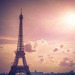 Eiffel Tower with Pink Tones