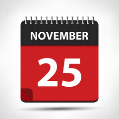 November 25 - Calendar Icon - Calendar design template