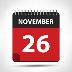 November 26 - Calendar Icon - Calendar design template