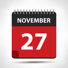 November 27 - Calendar Icon - Calendar design template