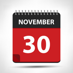 November 30 - Calendar Icon - Calendar design template