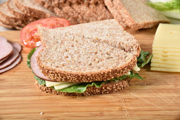 Fresh ham and swiss cheese sandwich