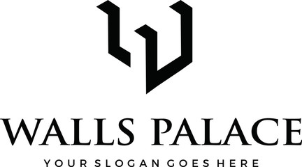 Wall Palace logo or w mark icon ilustration 