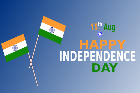 15th August, Happy Independence Day lettering in tricolor, Indian holiday , illustration