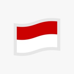 Indonesia flag flat design vector, red and white flag illustration, south east asia flag design.