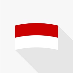 Indonesia flag flat design vector, red and white flag illustration, south east asia flag design.