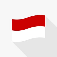 Indonesia flag flat design vector, red and white flag illustration, south east asia flag design.