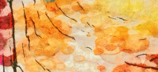 Watercolor abstract background on oil vintage paper. Colorful splashes of paint, chaotic bright spots. Pretty wallpaper and texture.