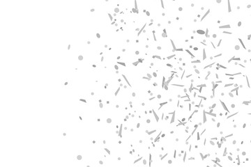 Confetti on white background. Luxury texture. Festive backdrop with glitters. Pattern for work. Print for polygraphy, posters, banners and textiles. Doodle for design. Black and white illustration