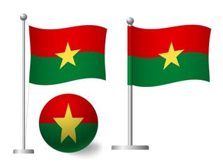 Burkina Faso flag on pole and ball icon