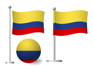 Colombia flag on pole and ball icon