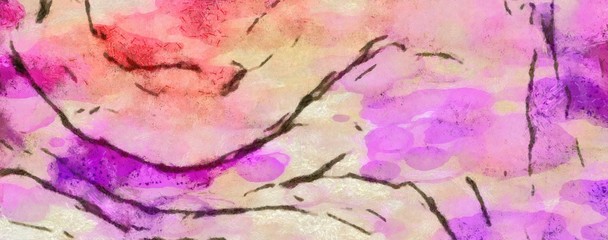 Watercolor abstract background on oil vintage paper. Colorful splashes of paint, chaotic bright spots. Pretty wallpaper and texture.