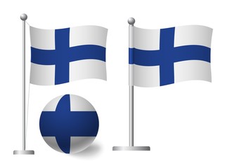 Finland flag on pole and ball icon