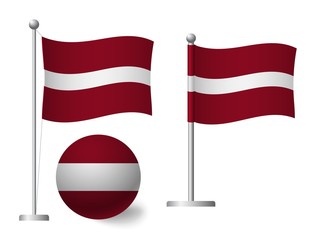 latvia flag on pole and ball icon