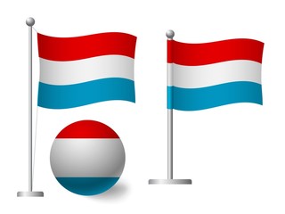 luxembourg flag on pole and ball icon
