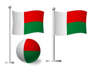 Madagascar flag on pole and ball icon