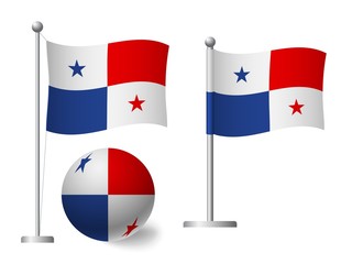 Panama flag on pole and ball icon