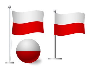 Poland flag on pole and ball icon