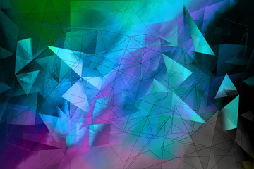 Dark green and blue, abstract, polygonal, triangles background