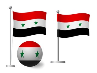 syria flag on pole and ball icon