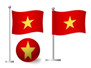 Vietnam flag on pole and ball icon