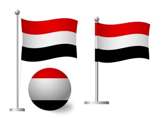 yemen flag on pole and ball icon