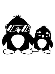 papa pinguin kind baby junges vater sohn tochter familie sonnenbrille süß niedlich klein vogel cool comic cartoon clipart design