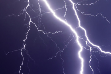 lightnings and thunder bold stike at summer storm