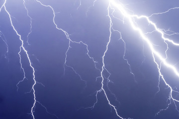 lightnings and thunder bold stike at summer storm