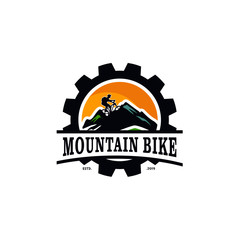 Fototapeta na wymiar Mountain Bike Logo Design Vector Template