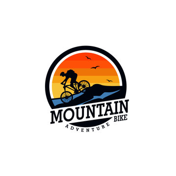 Mountain Bike Logo Design Vector Template Stock Vector | Adobe Stock