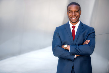 Handsome successful cheerful african american executive business man in modern stylish suit, CEO,...