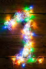 Number 1 made with the Christmas garland lights