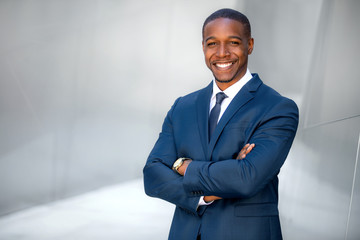 Portrait of male african american professional, possibly business executive corporate CEO, finance,...